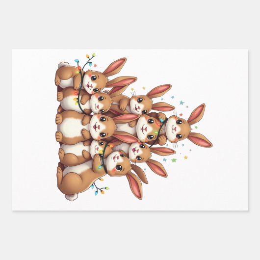 Rabbits Weihnachtsbaum frohe WeihnachtsWeihnachtsW Geschenkpapier Set (Vorderseite)