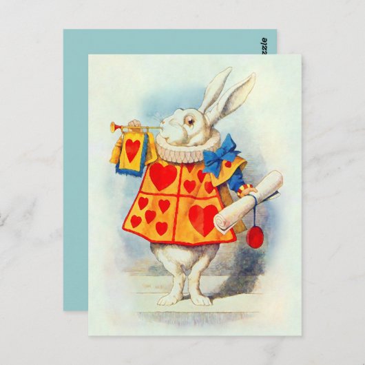 Rabbitt Alice Wonderland ~ Postkarte / Einladung (Vorne/Hinten)