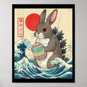 Rabbitzilla-Hase Vintage-Japanische Kunst Lustige Poster