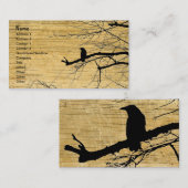 Rabe auf dem Baum mit hölzernem Hintergrund Visitenkarte (Vorne/Hinten)