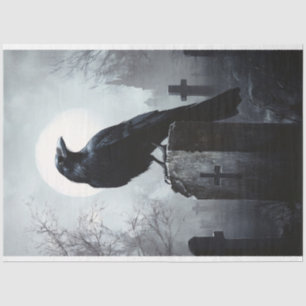 Rabe auf dem Friedhof Gothic-Decoupage Seidenpapier