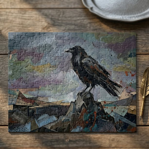 Rabe auf dem Gipfel – Impasto Corvid Dark Gothic Puzzle
