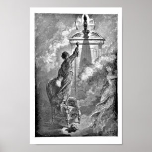 Rabe auf Illustration Fehlschlag-Edgar Allan Poes Poster