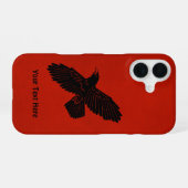 Rabe auf Rot iPhone 16 Hülle (Rückseite (Horizontal))