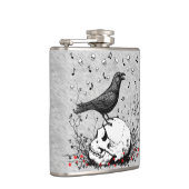 Rabe auf Schädel-Illustration Flachmann (Rechts)