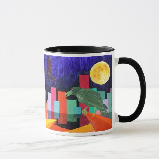 Rabe begehrt den Mond Tasse (Rechts)