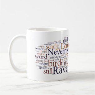 Rabe Edgar Allan Poe fasst Tasse ab