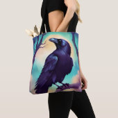 Rabe im Mondlicht Halloween Tasche (Von Nahem)