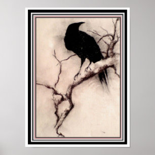 "Rabe im Morgengrauen" 12 x 16 Poster