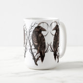 Rabe in totem Baum - Dunkle Gothic-Kunst Kaffeetasse (VorderseiteRechts)
