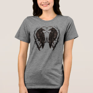Rabe in totem Baum - Dunkle Gothic-Kunst Tri-Blend Shirt