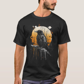 Rabe Krähe Dunkler Vogel Hexerei Omen Mitternacht T-Shirt