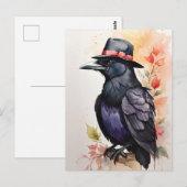 Rabe mit Fedora-Hut Postkarte (Vorne/Hinten)