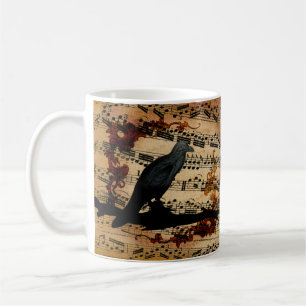 Rabe mit Noten im rustikalen Vintage-Stil Kaffeetasse
