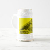 Rabe mit Wolf schwarz gelb Design Bierglas (Vorderseite Links)