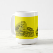 Rabe mit Wolf schwarz gelb Design Kaffeetasse (Vorderseite Links)