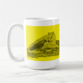 Rabe mit Wolf schwarz gelb Design Kaffeetasse (Links)