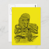 Rabe mit Wolf schwarz gelb Design Postkarte (Vorne/Hinten)