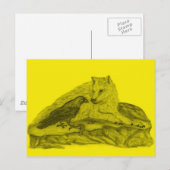 Rabe mit Wolf schwarz gelb Design Postkarte (Vorne/Hinten)
