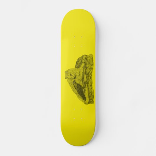 Rabe mit Wolf schwarz gelb Design Skateboard (Vorderseite)