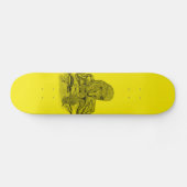 Rabe mit Wolf schwarz gelb Design Skateboard (Horizontal)