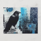 Rabe Mixed Media Collage Postkarte (Vorderseite)