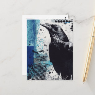 Rabe Mixed Media Postkarte