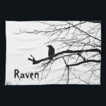 Rabe Ravenware Tuch<br><div class="desc">Eine Silhouette des Vogels und der bloßen Netz ähnlichen oder Sprung ähnlichen Niederlassungen. Es konnte Rabe,  Krähe oder Turm sein.</div>