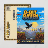Rabe, Retro 8-Bit Pixelkunst Postkarte (Vorne/Hinten)