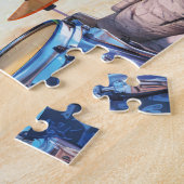Rabe spielt Schlagzeug am tropischen Strand Puzzle (Seite)
