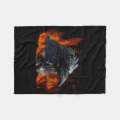 Rabe und Flammen Fantasy-Design Fleecedecke (Vorderseite (Horizontal))