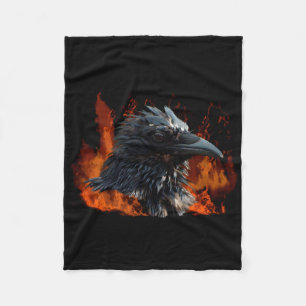 Rabe und Flammen Fantasy-Design Fleecedecke