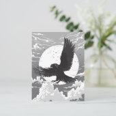 Rabe und Mond Postkarte (Stehend Vorderseite)