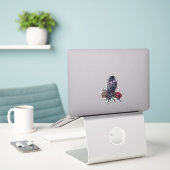 Rabe und Rosen Schön  Aufkleber (Laptop auf Schreibtisch)