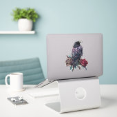 Rabe und Rosen Schön  Aufkleber (Laptop auf Schreibtisch)