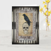 Rabe und Totenkopf Karte (Gelbe Blume)