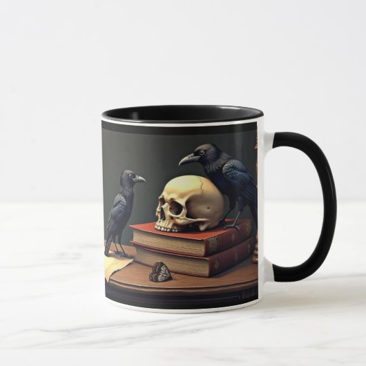Rabe und Totenkopf Tasse (Rechts)