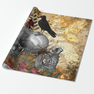 Rabe und Totenköpfe Geschenkpapier