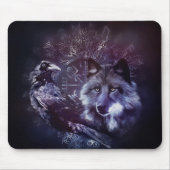 Rabe und Wolf - Vegvisir und Baum des Lebens Mousepad (Vorne)