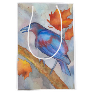 Raben-Amsel-Kunst-Geschenk-Tasche Mittlere Geschenktüte