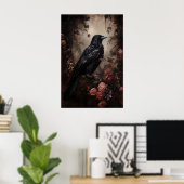 Raben-Blumenwald-Druck, Dark Academia, Gothic Poster (Heimbüro)