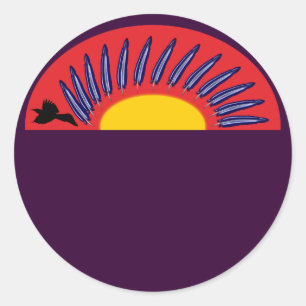 Raben Federn Kreis raven feather circle Runder Aufkleber