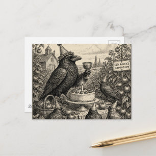 Raben feiern eine Geburtstagsfeier auf der Tomaten Postkarte