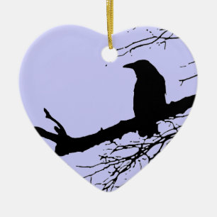 Raben-gebrochenes Herz Keramik Ornament