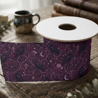 Raben-Gotik-stimmungsvolles Floraldesign Satinband