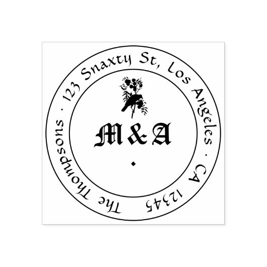 Raben-Gotische Hochzeitsmonogramm Gummistempel (Prägung)