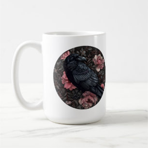 Raben gotische Vintage-Blumen Kaffeetasse