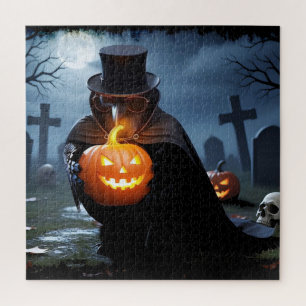 Raben-Halloween-Friedhof mit Kürbissen und Totensc Puzzle