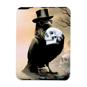 Raben-Halloween mit Totenköpfen Magnet