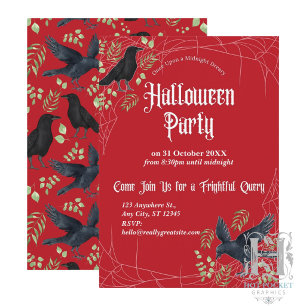 Raben-Halloween-Party-Einladung in Rot Einladung